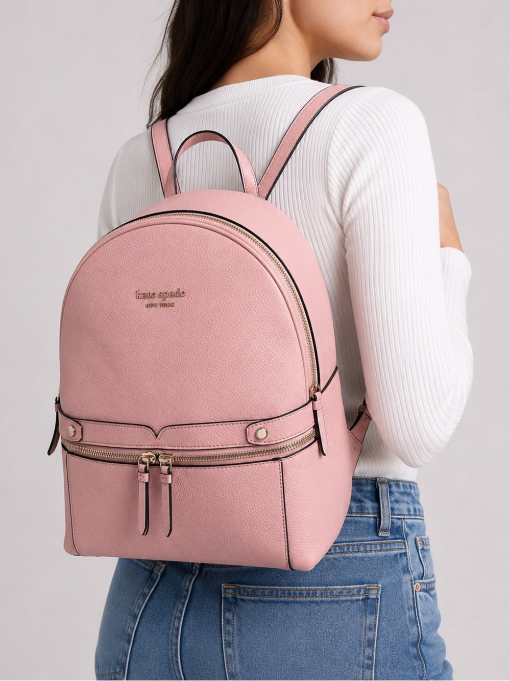 KATE SPADE New York Pebbled Leather Pink Backpack